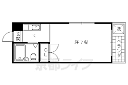 JR山陰本線 二条駅 徒歩9分の賃貸マンション 2階1Kの間取り