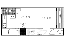 アミティエ一乗寺 1DKの間取図画像