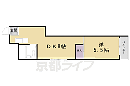 クリスタルハイツ 1DKの間取図画像