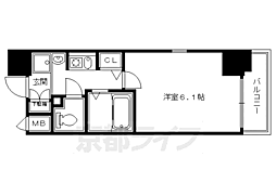 エステムコート京都烏丸2 1Kの間取図画像