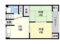 南紀ハイツ 2LDKの間取図画像