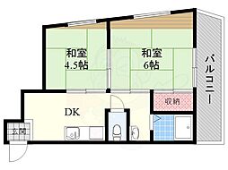 野崎ビル 2DKの間取図画像