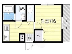 阪急京都本線 正雀駅 徒歩9分の賃貸アパート 1階1Kの間取り