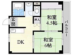 メゾンプランタン 2DKの間取図画像