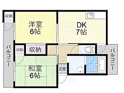カノープス千里 2DKの間取図画像