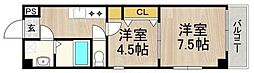 JR東海道・山陽本線 岸辺駅 徒歩6分の賃貸マンション 3階2Kの間取り