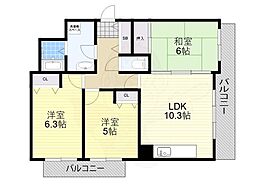 サンメゾン吹田2 4階3LDKの間取り