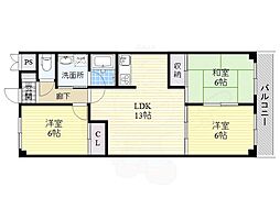 阪急京都本線 摂津市駅 徒歩7分の賃貸マンション 3階3LDKの間取り