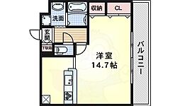 JR東海道・山陽本線 吹田駅 徒歩4分の賃貸マンション 4階ワンルームの間取り