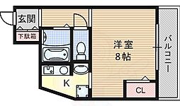 JR東海道・山陽本線 岸辺駅 徒歩5分の賃貸マンション 3階ワンルームの間取り