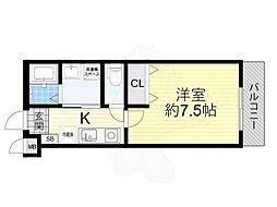 吹田市山手町4丁目マンション 1Kの間取図画像