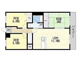 エルム摂津 3LDKの間取図画像