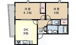 メゾンリベールA 2DKの間取図画像