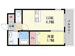コンフォール山手 1LDKの間取図画像