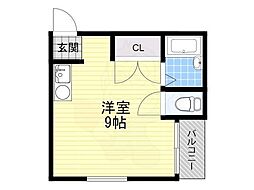 メゾングランデ ワンルームの間取図画像