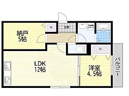 吹田市南正雀4丁目アパート 2LDKの間取図画像
