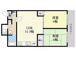 千里ピュアーライフ 2LDKの間取図画像