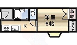 シャ・トリコロール千里丘東1 ワンルームの間取図画像