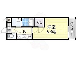 フジパレス吹田ウエスト5番館 1Kの間取図画像