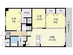 ヴィアーレ佐井寺 2SLDKの間取図画像