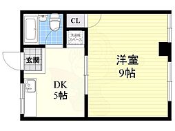 メゾン豊津 1DKの間取図画像
