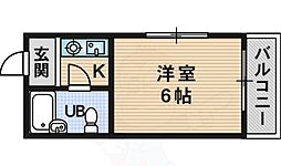 相川有明ハイツ 1Kの間取図画像