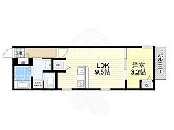 吹田市朝日が丘町アパート 1LDKの間取図画像