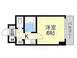 ラ・レジダンス・ド・江坂 1Kの間取図画像