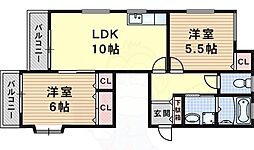 ヴィラ・フローラ 2LDKの間取図画像