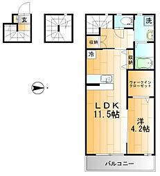 サウスポート赤木 3階1LDKの間取り