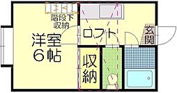 ピアネス野添 2階1Kの間取り