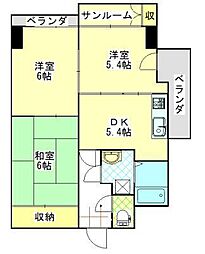 ルーミー730 3DKの間取図画像
