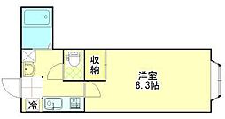 ブルージュ拾弐番館 1階1Kの間取り