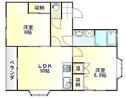エミューH2 2階2LDKの間取り
