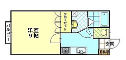 ツェダーベルク 1Kの間取図画像