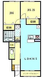 プレジール 1階2LDKの間取り