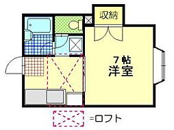 メゾンド・シェーヌ 1Kの間取図画像