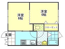 グリーンハイツ天王A 2Kの間取図画像