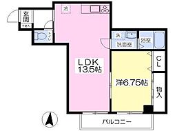 グランドゥール太陽2 1LDKの間取図画像