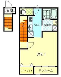 ボヌール千秋 1Kの間取図画像