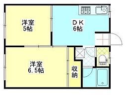 コーポ山崎 2DKの間取図画像