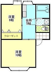 ウイングアベニュー 2DKの間取図画像