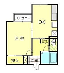 セジュールクレスト 1DKの間取図画像
