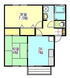ハウスアローザ 2DKの間取図画像
