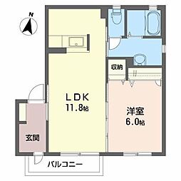 オルボスB 1LDKの間取図画像