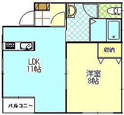 かおーる牛島 1LDKの間取図画像