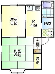 アーバンティえのき 2Kの間取図画像