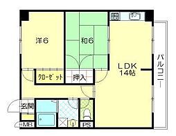 ライフステージ山王 2LDKの間取図画像