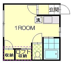 プティ101 ワンルームの間取図画像