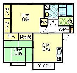 レジデンスリバーフォート 2DKの間取図画像